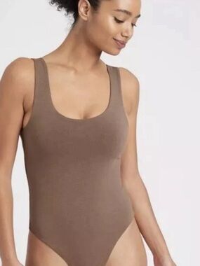 Banana Republic Taupe Sleeveless Bodysuit Size S Minimalist Stretch Tank